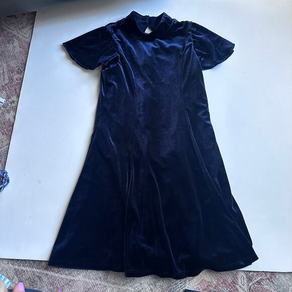 Zunie Velvet Flutter Mock Neck Dress - Picture 5 of 7